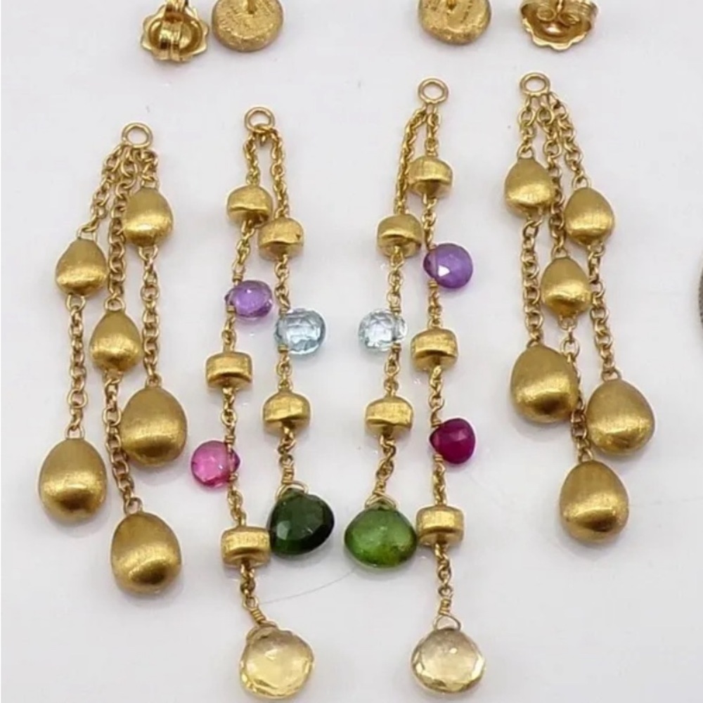 Gorgeous Marco Bicego PARADISE 5 Strand Multi Gem 18K Earrings